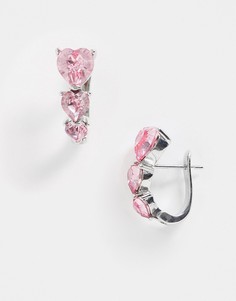 Серебристые серьги с розовым кристаллом ASOS DESIGN-Серебряный