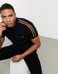 Черная футболка-поло с кантом Fred Perry-Черный