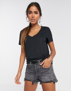 Черная футболка с V-образным вырезом Vero Moda-Черный