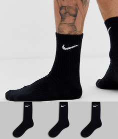 3 пары черных носков с уплотненной отделкой Nike Training-Черный
