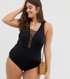 Черный слитный купальник City Chic Curve Belize