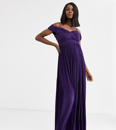 Платье макси с плиссированной и кружевной отделкой ASOS DESIGN Maternity-Фиолетовый