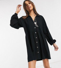 Черное хлопковое платье-рубашка на пуговицах свободного кроя ASOS DESIGN Tall-Черный