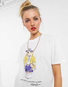 Белая футболка с принтом Polo Ralph Lauren-Белый