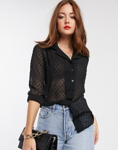Прозрачная свободная рубашка в горошек с длинными рукавами ASOS DESIGN-Черный