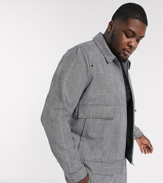 Клетчатая куртка Харрингтон от комплекта ASOS DESIGN Plus-Серый