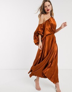 Атласное платье на одно плечо ASOS EDITION-Оранжевый