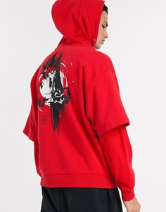 Худи oversized с двухслойным эффектом и принтом "Yu-gi-oh" ASOS DESIGN-Красный