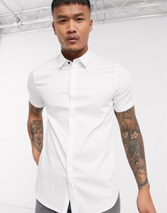 Белая рубашка с короткими рукавами и логотипом Armani Exchange-Белый