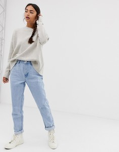 Голубые джинсы в винтажном стиле Bershka-Синий