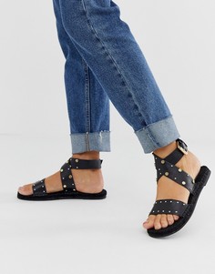 Черные кожаные эспадрильи с заклепками ASOS DESIGN Jerry-Черный