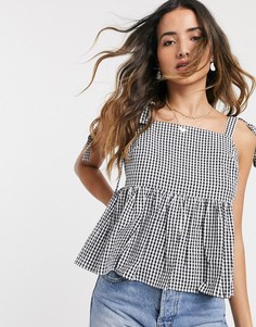 Топ на бретелях в клеточку с квадратным вырезом ASOS DESIGN-Мульти