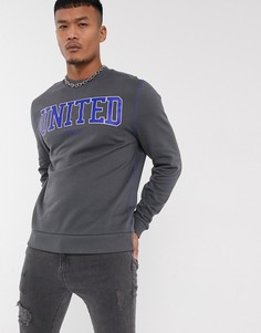 Свитшот с принтом "united" ASOS DESIGN-Серый