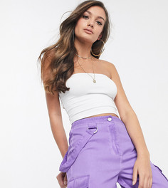 Белый кроп-топ бандо из органического хлопка ASOS DESIGN Petite