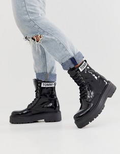 Лакированные кожаные ботинки на шнуровке Tommy Jeans-Черный