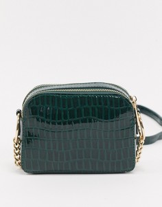 Зеленая сумка с металлической отделкой и эффектом крокодиловой кожи ASOS DESIGN-Зеленый