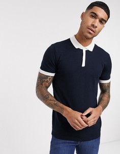 Темно-синее поло в стиле колор блок New Look-Темно-синий