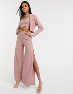 Широкие трикотажные брюки ASOS DESIGN-Розовый