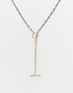 Золотистое ожерелье с крупными звеньями и Т-образным дизайном ASOS DESIGN-Золотой