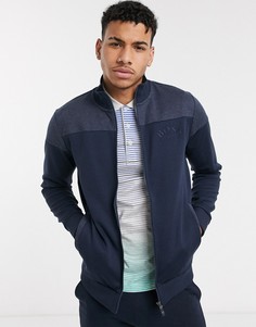 Свитшот классического кроя на молнии BOSS Athleisure-Темно-синий