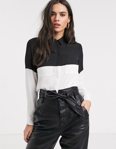 Рубашка колор блок с длинными рукавами ASOS DESIGN-Белый