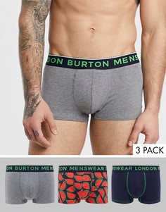 Набор из 3 боксеров-брифов с принтом арбуза Burton Menswear-Серый