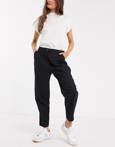 Брюки на основе льна в винтажном стиле ASOS DESIGN-Черный