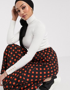 Черно-красная ярусная юбка макси в горошек ASOS DESIGN-Мульти