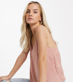 Атласный топ на бретельках ASOS DESIGN Petite-Бесцветный