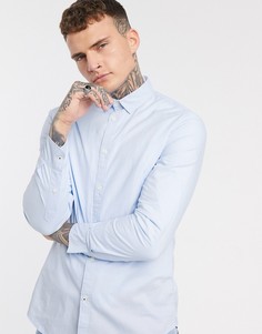 Голубая рубашка зауженного кроя Bershka-Синий