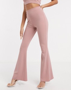 Расклешенные трикотажные брюки ASOS DESIGN-Розовый