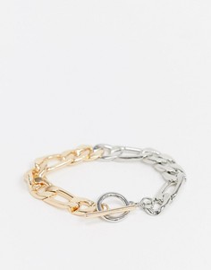 Браслет-цепочка с Т-образной застежкой ASOS DESIGN-Мульти