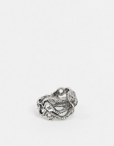 Серебристое кольцо с осьминогом ASOS DESIGN-Серебряный