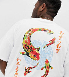 Oversize-футболка с принтом рыб на спине ASOS DESIGN Plus-Белый