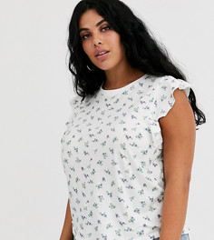 Топ без рукавов с оборками и цветочным принтом ASOS DESIGN Curve-Мульти