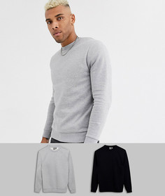 Набор из 2 свитшотов (серый меланжевый/черный) ASOS DESIGN-Мульти