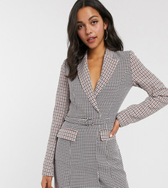 Платье-пиджак в клетку с поясом Fashion Union Tall-Мульти