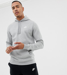 Серый худи без застежки с вышитым логотипом Nike Tall