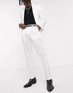 Блестящие белые брюки скинни под смокинг ASOS DESIGN-Белый