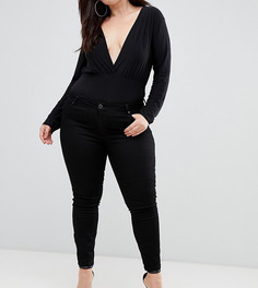 Черные джинсы скинни с классической талией ASOS DESIGN Curve Lisbon-Черный