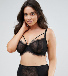 Бюстгальтер на косточках с мелкой бахромой ASOS CURVE-Черный