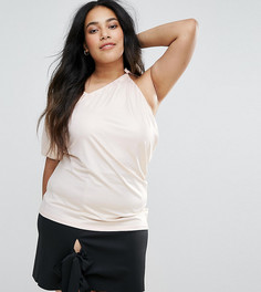 Длинный топ на одно плечо с пышными рукавами ASOS CURVE-Розовый