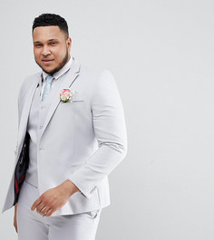 Серый приталенный пиджак ASOS PLUS Wedding