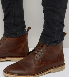 Светло-коричневые кожаные ботинки чукка для широкой стопы с замшевой отделкой ASOS DESIGN-Светло-коричневый