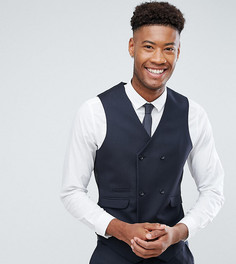 Темно-синий жилет узкого кроя из 100% шерсти ASOS TALL