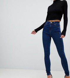Темно-синие джинсы скинни с завышенной талией ASOS DESIGN Tall Ridley-Синий