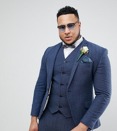 Сине-зеленый супероблегающий пиджак ASOS PLUS Wedding-Синий