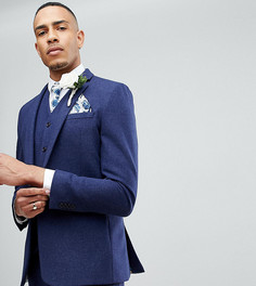 Темно-синий приталенный пиджак с добавлением шерсти ASOS TALL Wedding