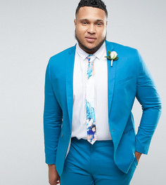 Облегающий синий пиджак из эластичной хлопковой ткани ASOS PLUS