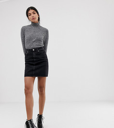 Черная выбеленная джинсовая юбка с завышенной талией ASOS DESIGN Tall-Черный